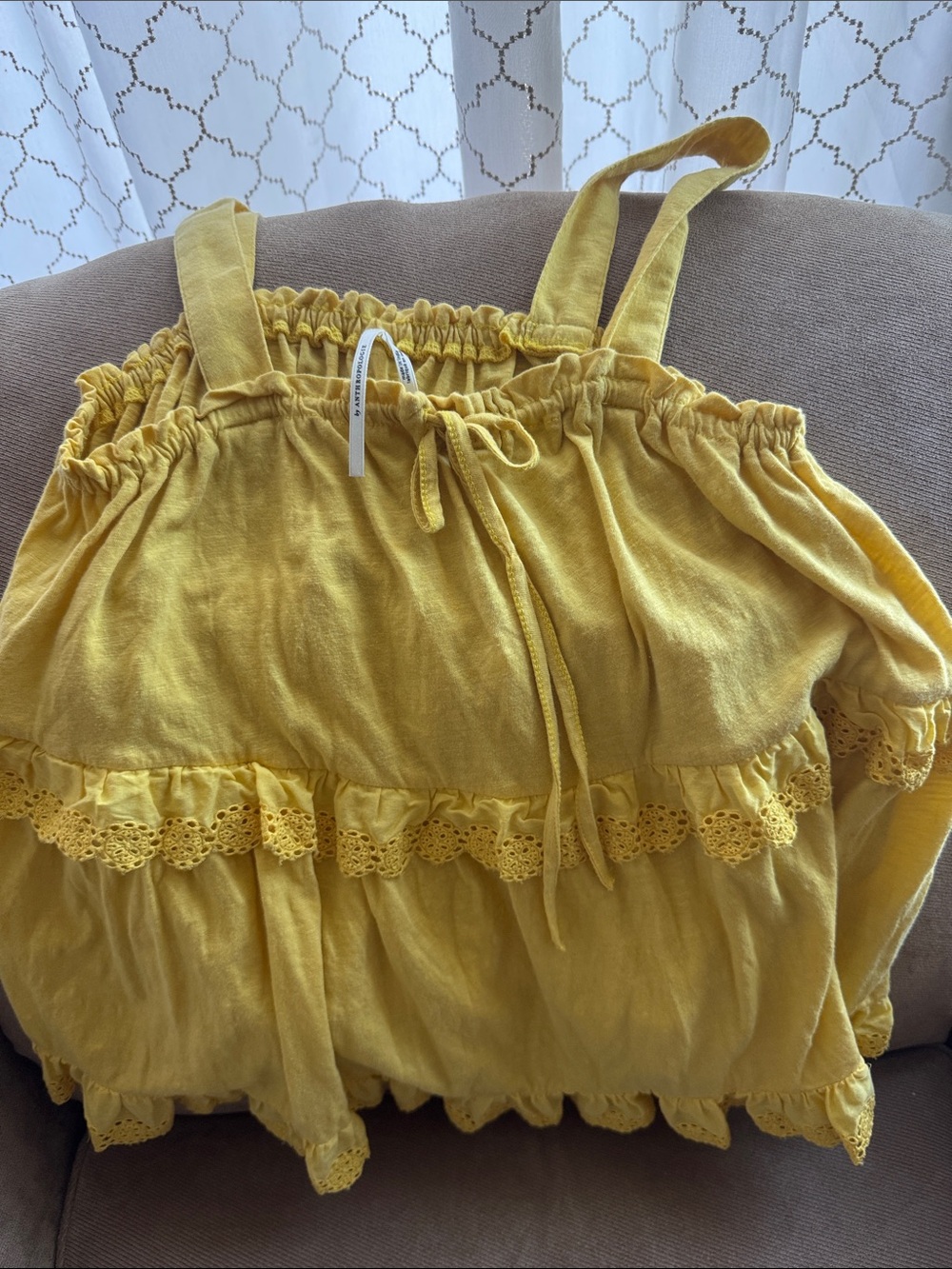 Anthropologie Sunny Yellow Drawstring Waist Skirt